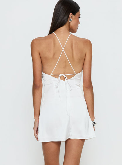 Amberlee Ruched Mini Dress White