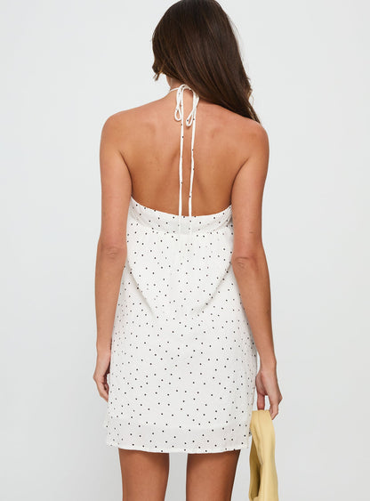 Moonlit Mini Dress White Polka