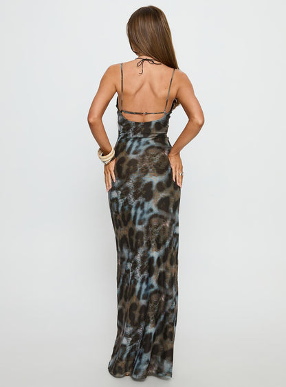 Saphrona V-neck Maxi Dress Leopard