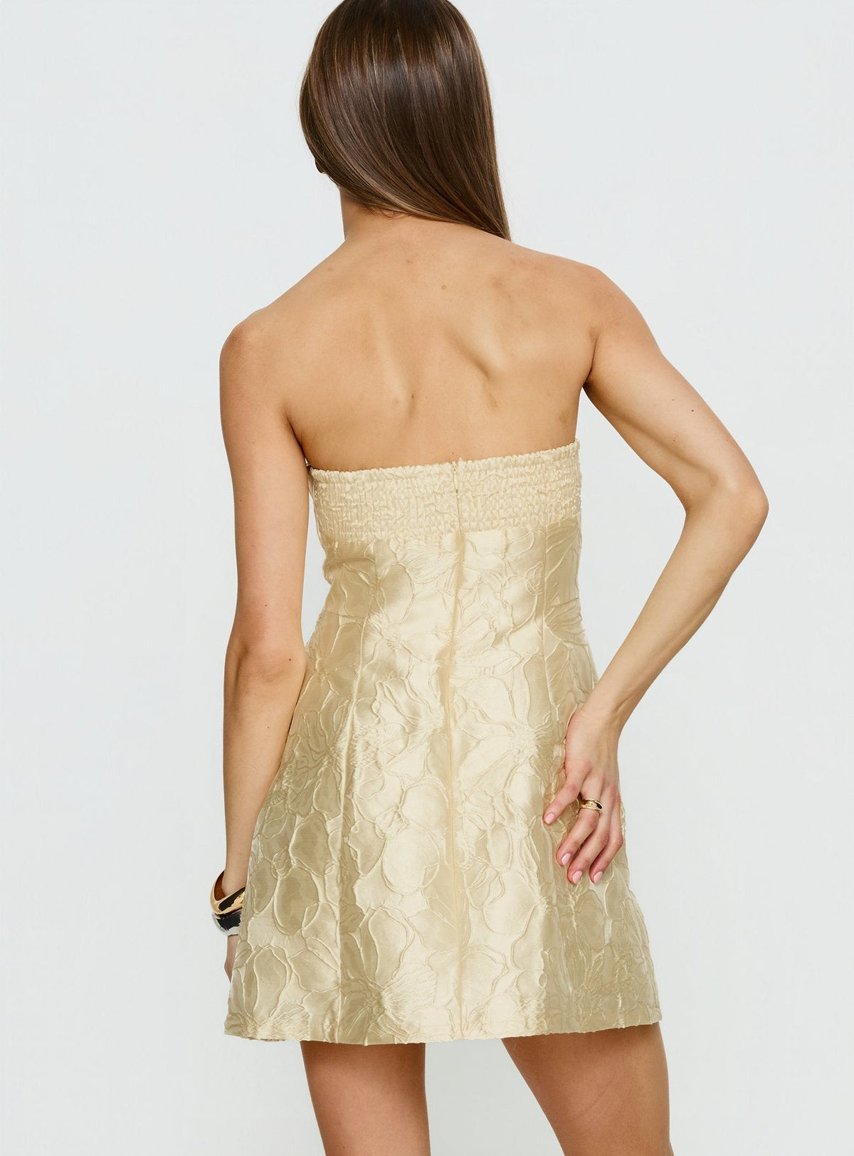 Cross Your Heart Strapless Mini Dress Lemon
