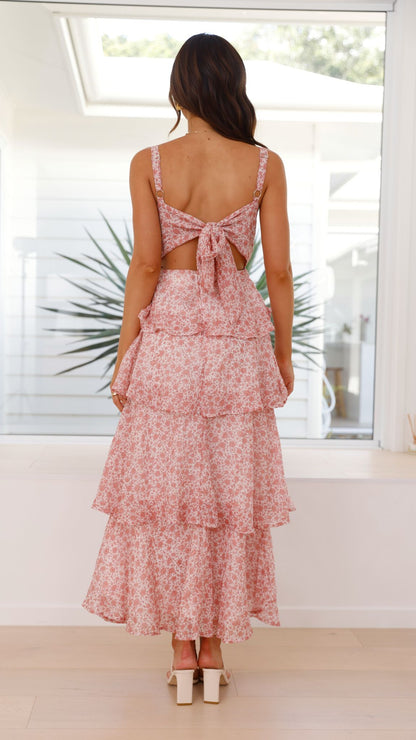 Page Maxi Dress - Pink / White Floral