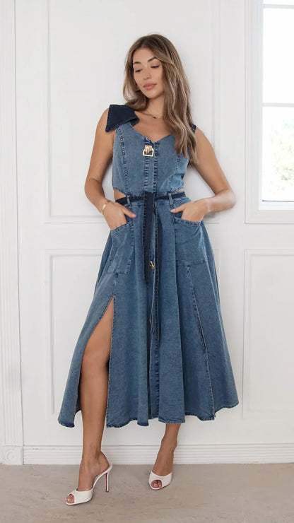 Althea Denim Midi Dress