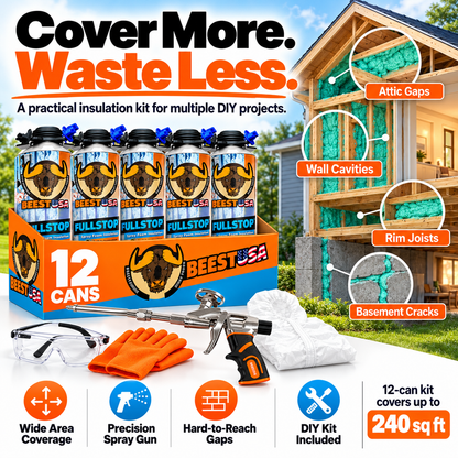 BEEST FullStop™ Spray Foam Insulation Kit – High R-Value, Air Sealing & Sound Control for Walls, Attics & Garages