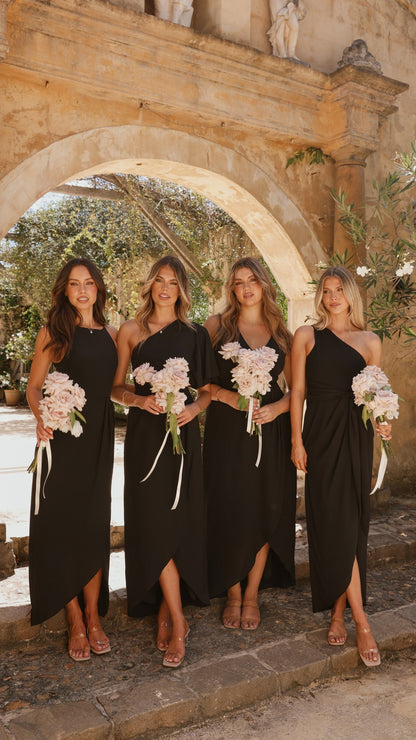 Clara One Shoulder Maxi Dress - Black