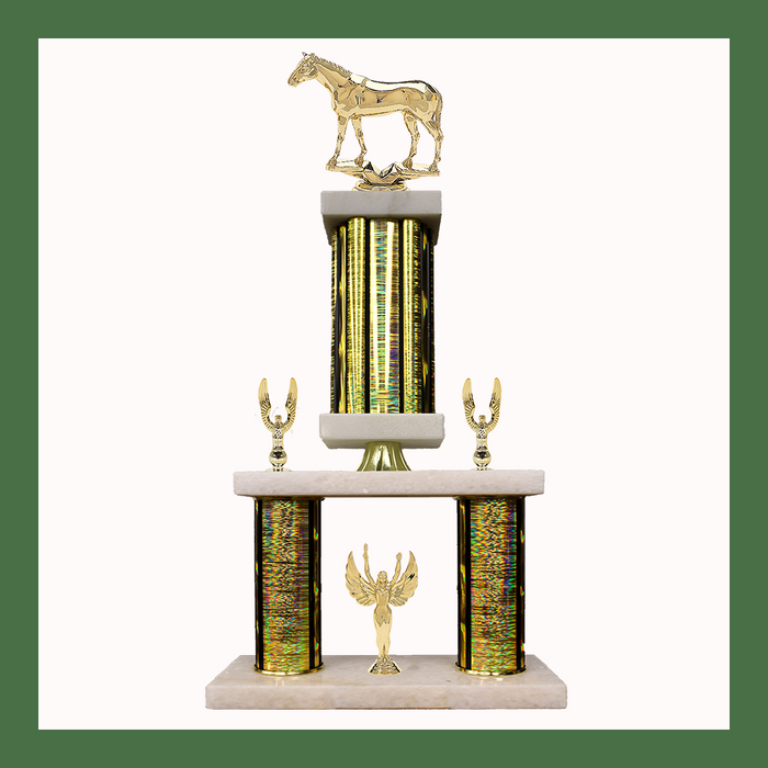 4H & Animal Marble Mini Two Poster Pedestal Trophy