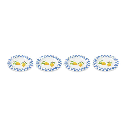 4pk 8.5" Melamine Salad Plates - Lemon Check