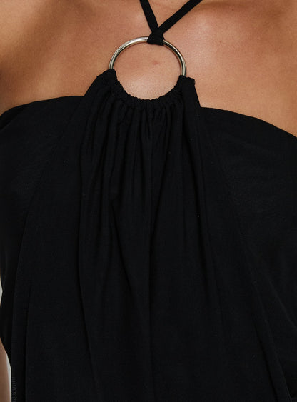 Hedlea Draped Ring Detail Mini Dress Black