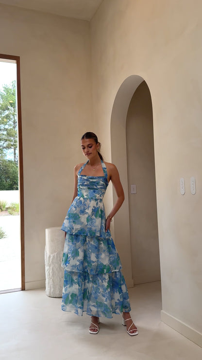 Alice Maxi Dress - Blue Floral