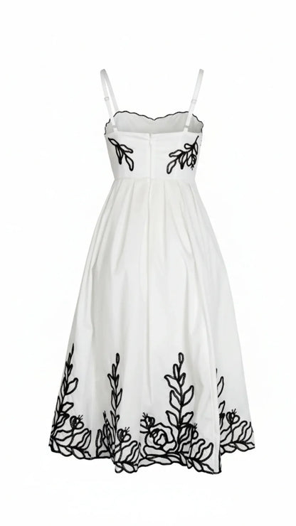 Elara Embroidered Midi Dress