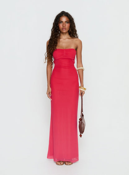 Jesemma Strapless Maxi Dress Hot Pink