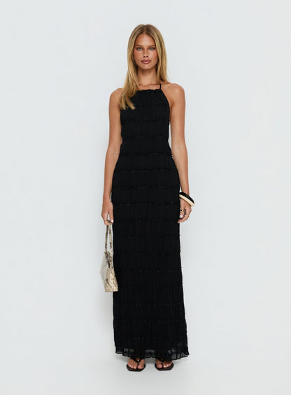 Klarissa Halter Maxi Dress Black