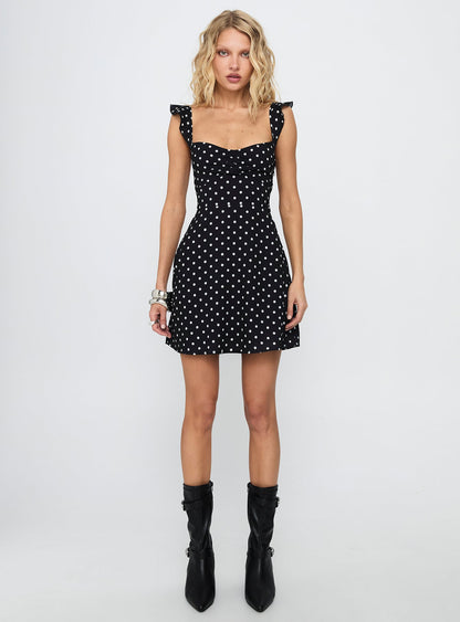 Landon Mini Dress Black / Polka Dot