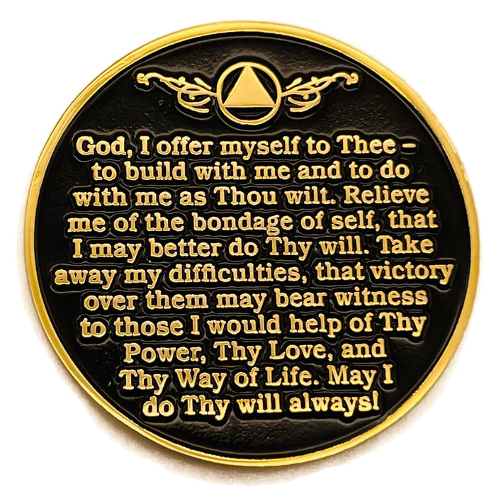 60 Days Sobriety Mint Twisted Tree of Life Gold Plated AA Recovery Medallion - 2 Months Chip/Coin - Black