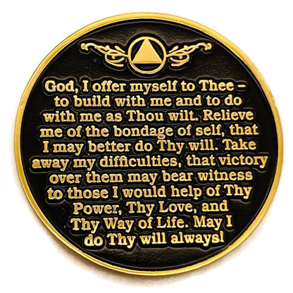 60 Days Sobriety Mint Twisted Tree of Life Gold Plated AA Recovery Medallion - 2 Months Chip/Coin - Black
