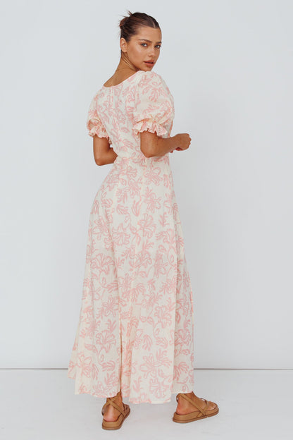 Sitting Pretty Pintuck Pleat Puff Sleeve Dress Pink