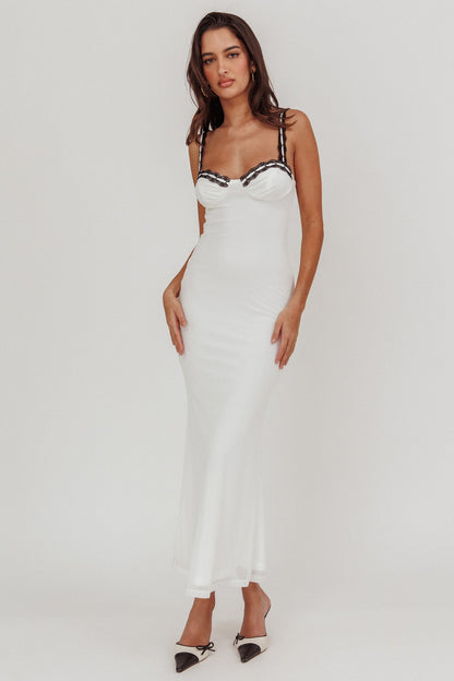 Girl Power Lace Strap Maxi Dress White