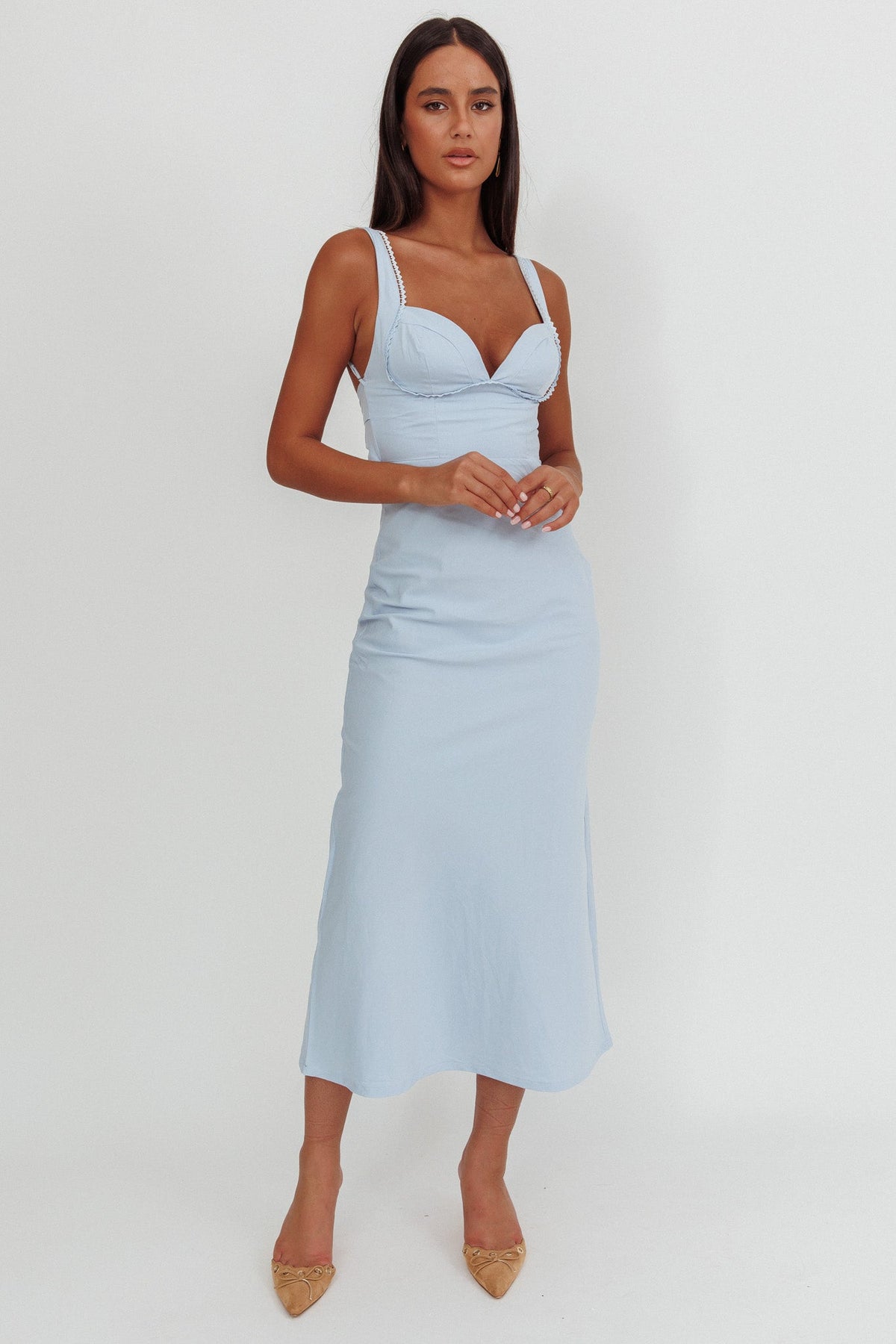 Moonlit Reverie Twist Back Maxi Dress Blue