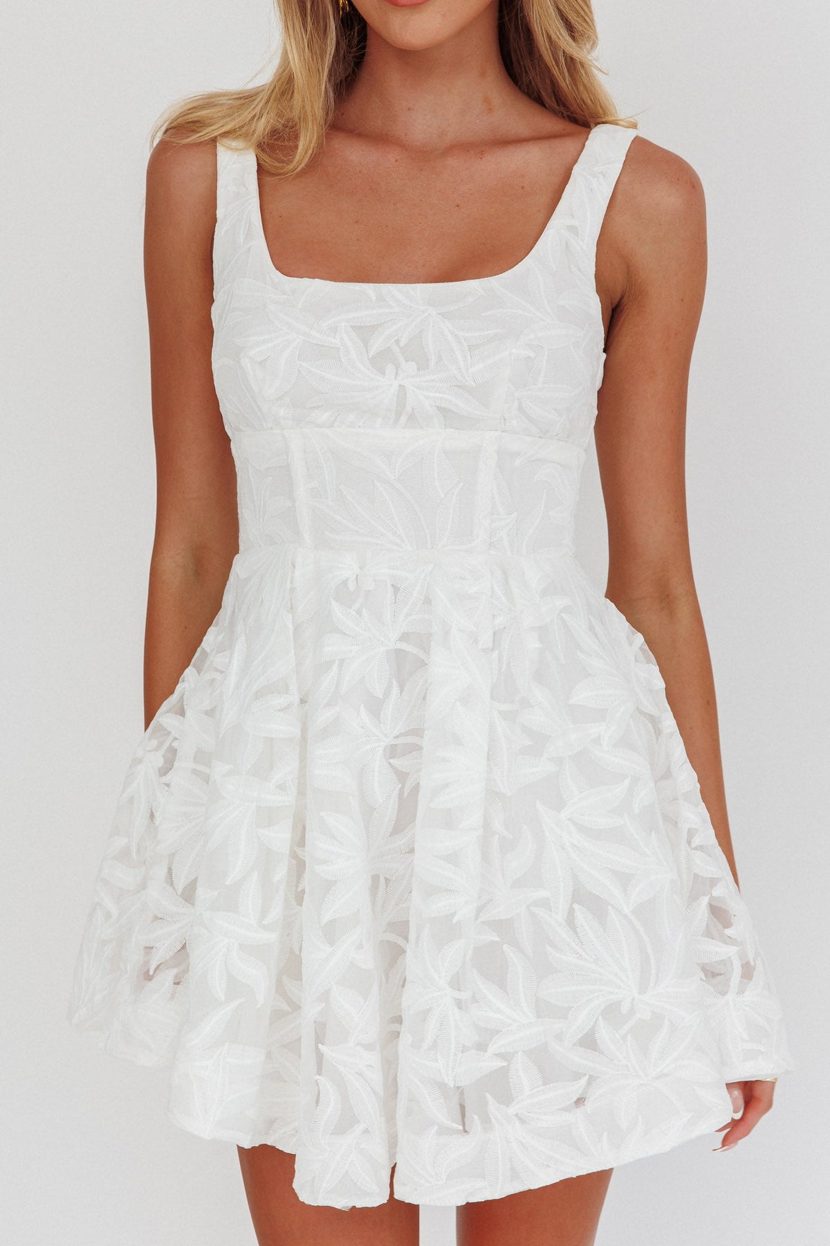 Miley Embroidered A-Line Mini Dress White