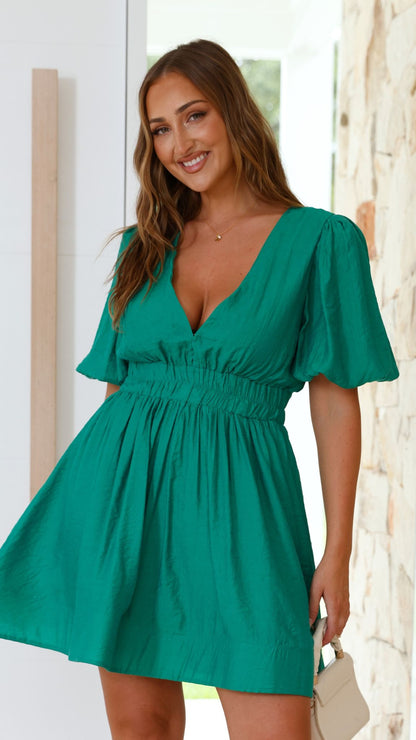 Erin Mini Dress - Emerald