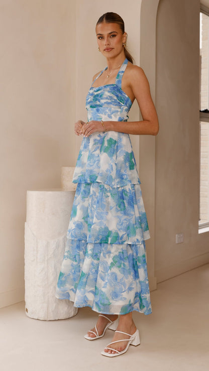 Alice Maxi Dress - Blue Floral