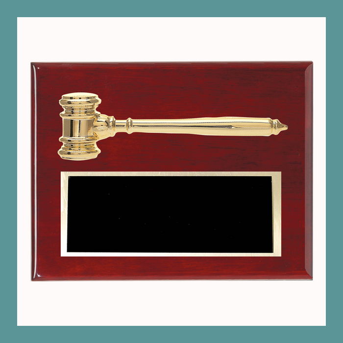8" x 10" Golden Gavel Rosewood Piano Finish Plaques