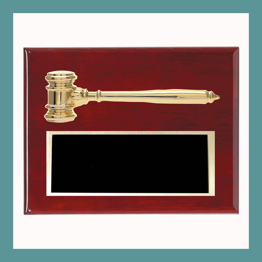 8" x 10" Golden Gavel Rosewood Piano Finish Plaques