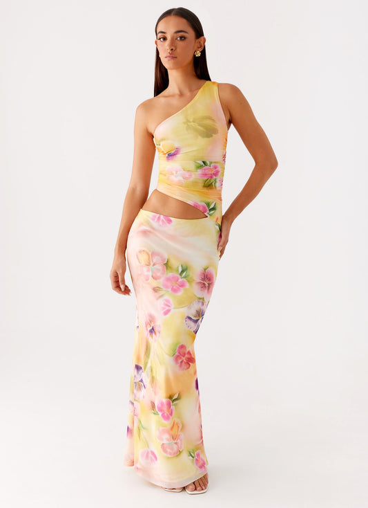 Seranella One Shoulder Maxi Dress - Sunburst Floral