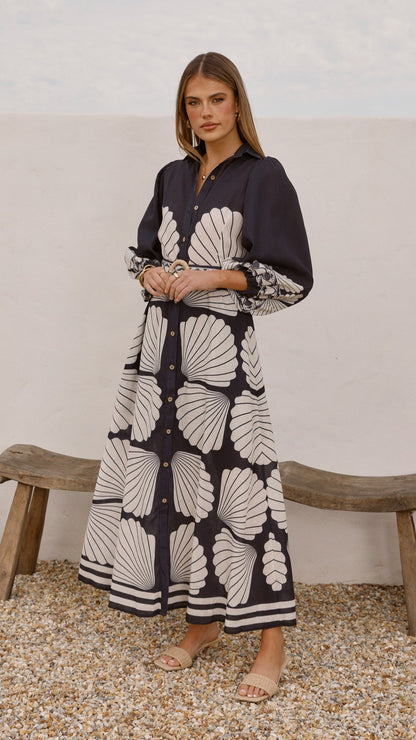 Cheyenne Long Sleeve Maxi Dress - Black