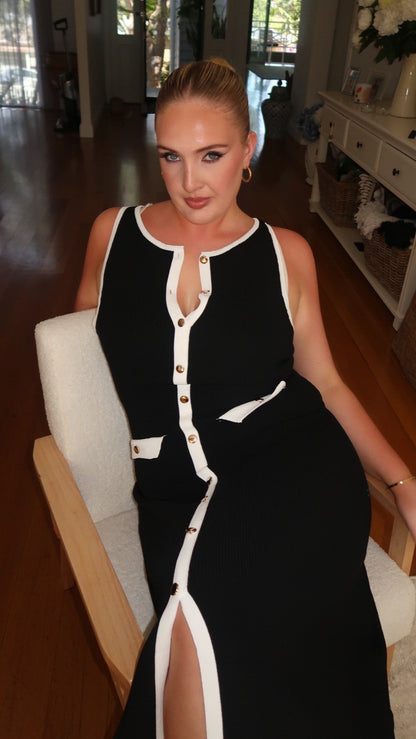 Antoinette Maxi Dress - Black/White