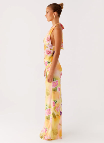 Main Act Halter Maxi Dress - Sunburst Floral