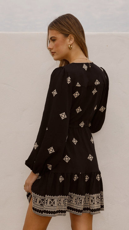 Delainey Mini Dress - Black/Beige