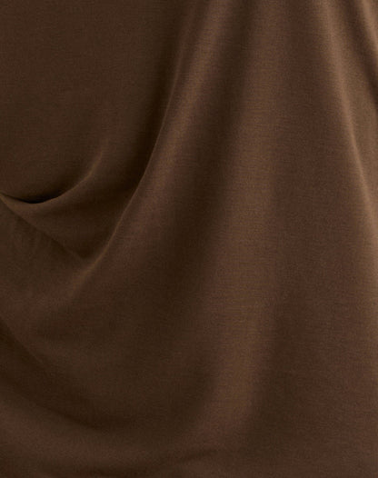 Amelina Backless Asymmetric Mini Dress in Dark Brown
