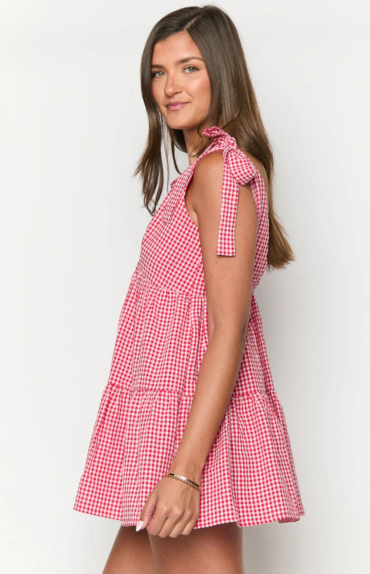 Angel Girl Red Gingham Mini Dress