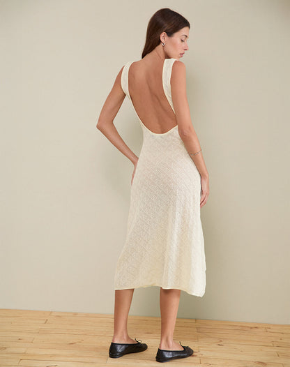 Ashtin Midi Dress in Pointelle Ivory