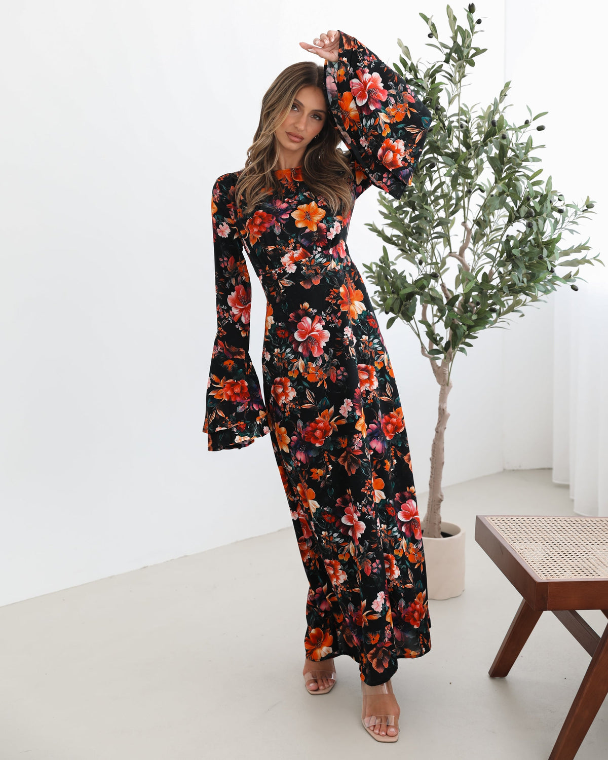 Amareya Black Floral Dress | Women's Floral Maxi Dress