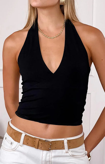 Amora Black Crop Top