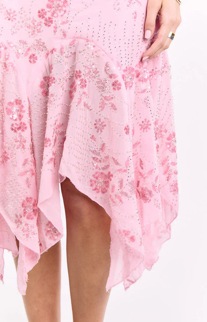 Another World Pink Sequin Midi Dress