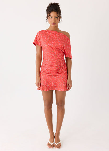 Antonie Mini Dress - Magenta Red Rose