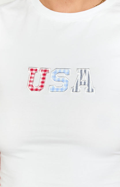 Astrea White USA Baby Tee