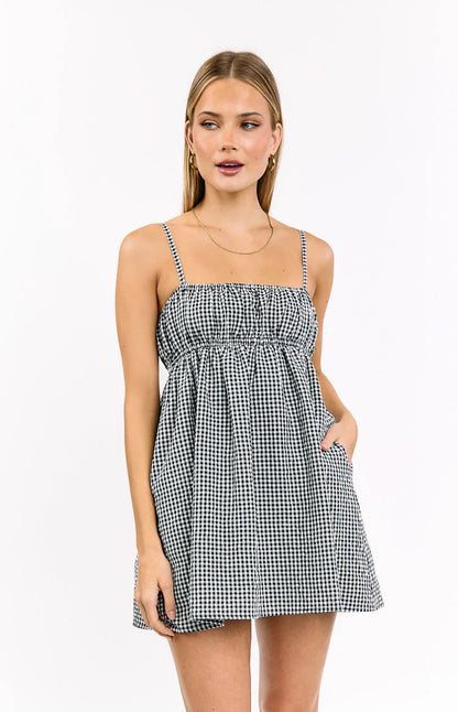 Avara Black Gingham Mini Dress