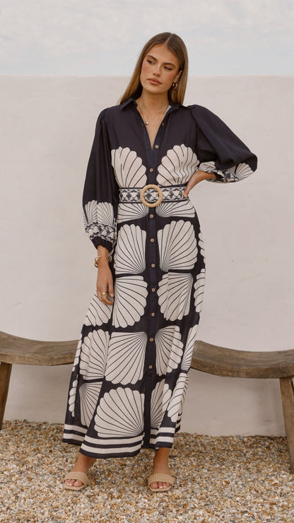 Cheyenne Long Sleeve Maxi Dress - Black