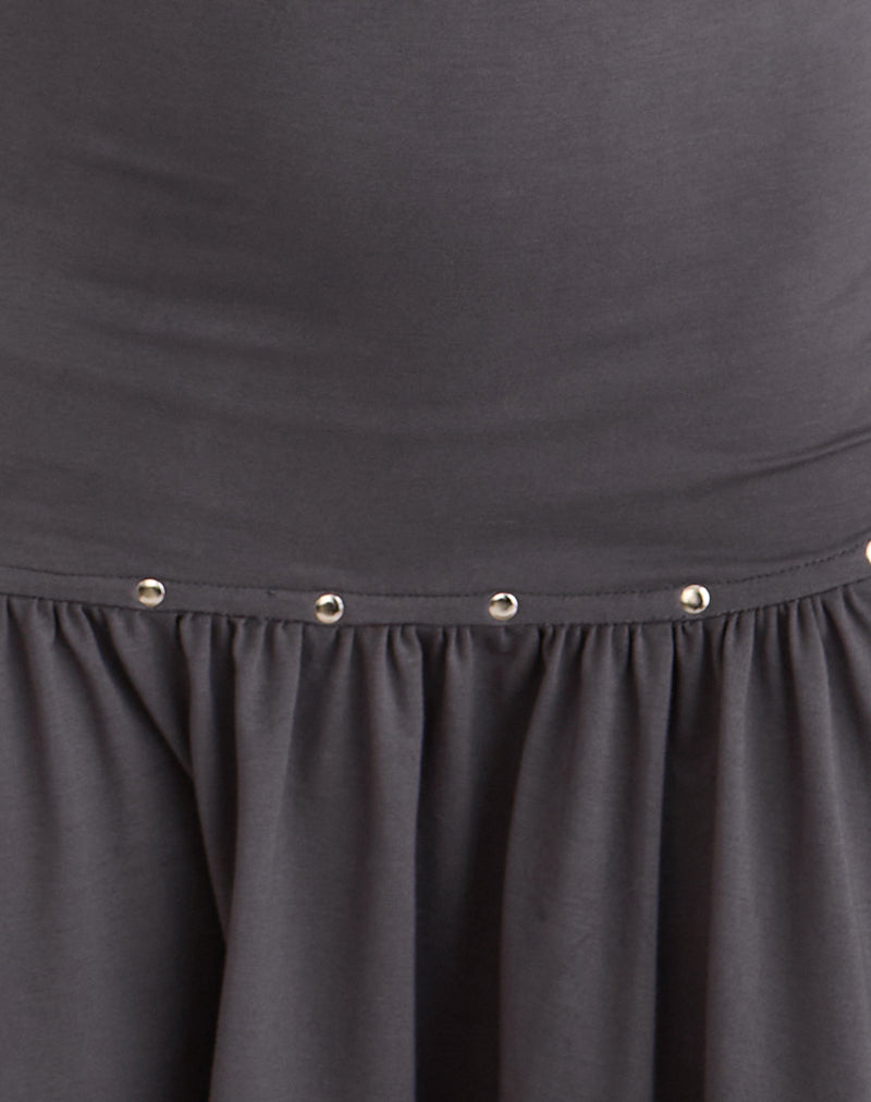 Brani Studded Mini Dress in Charcoal Grey