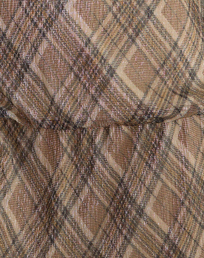 Briani Halterneck Dress in Check Plisse Brown