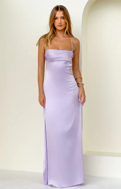 Blaise Lilac Satin Maxi Dress