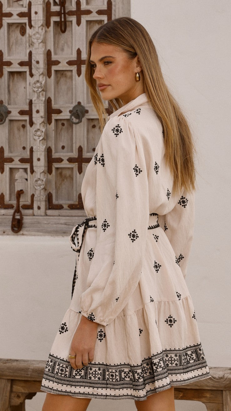 Delainey Mini Dress - Beige/Black