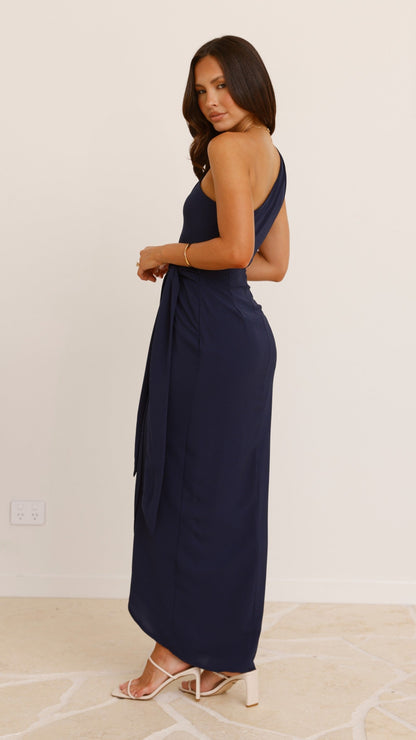 Clara One Shoulder Maxi Dress - Navy