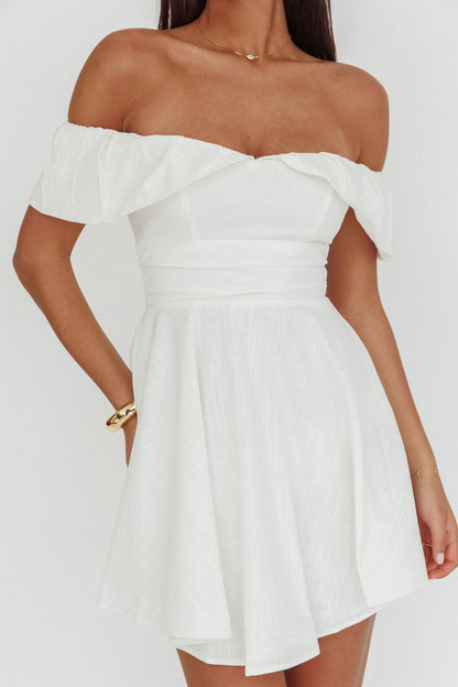Lillianne Off-Shoulder A-line Mini Dress White