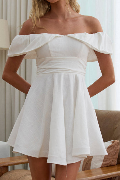 Lillianne Off-Shoulder A-line Mini Dress White