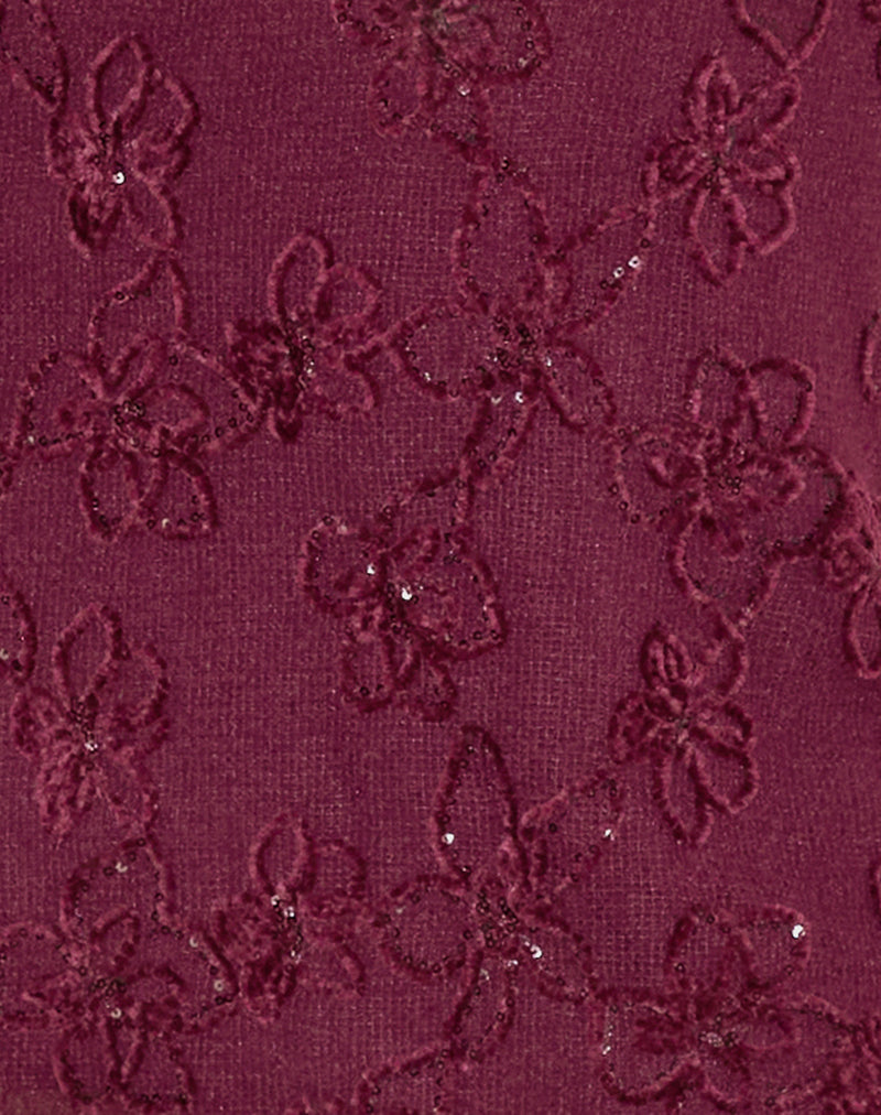 Codami Halterneck Mini Dress in Sequin Knit Burgundy