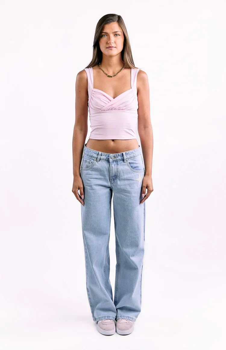 Charli Light Wash Low Waist Baggy Leg Jeans